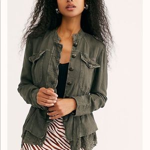 Free People Emilia army green jacket with buttons